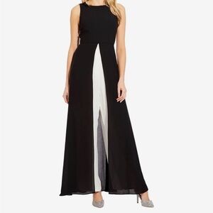 NWT Sleeveless Stretch Crepe Jumpsuit with Chiffon Overlay